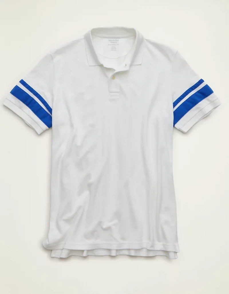 Polo piqué à appliqué rayé de coupe standard AE
