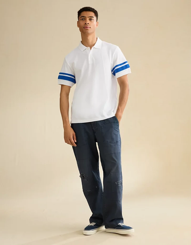 Polo piqué à appliqué rayé de coupe standard AE