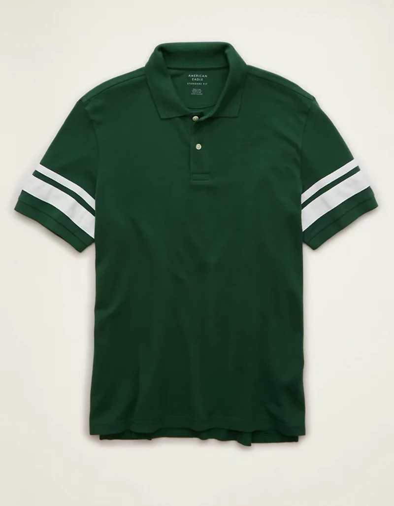 AE Standard Fit Applique Stripe Pique Polo Shirt