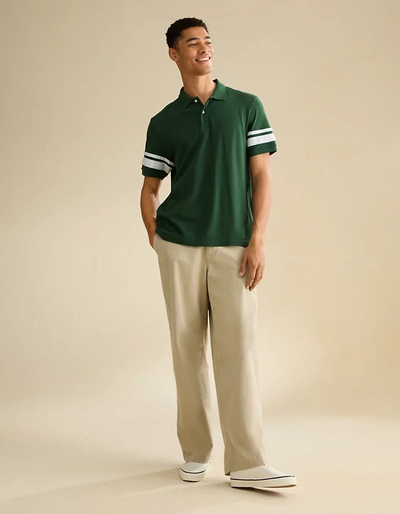 AE Standard Fit Applique Stripe Pique Polo Shirt