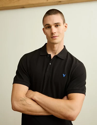 AE Standard Fit Pop Logo Pique Polo Shirt