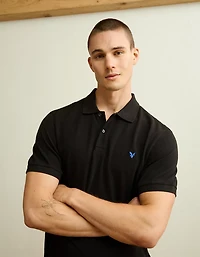 AE Standard Fit Pop Logo Pique Polo Shirt