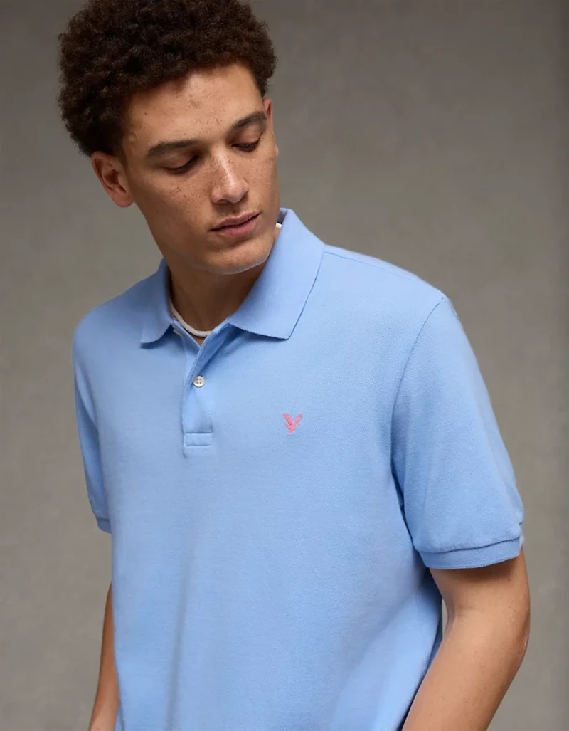 AE Pop Logo Standard Fit Pique Polo Shirt