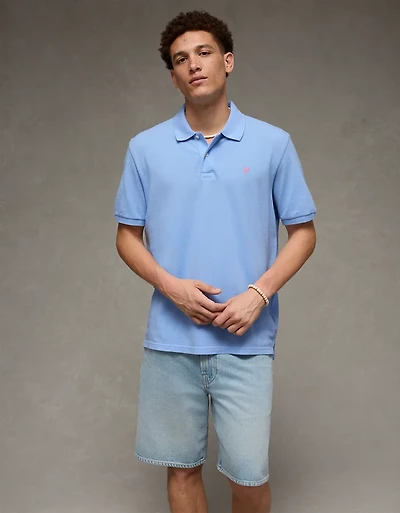 AE Pop Logo Standard Pique Polo Shirt