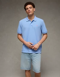 AE Pop Logo Standard Fit Pique Polo Shirt