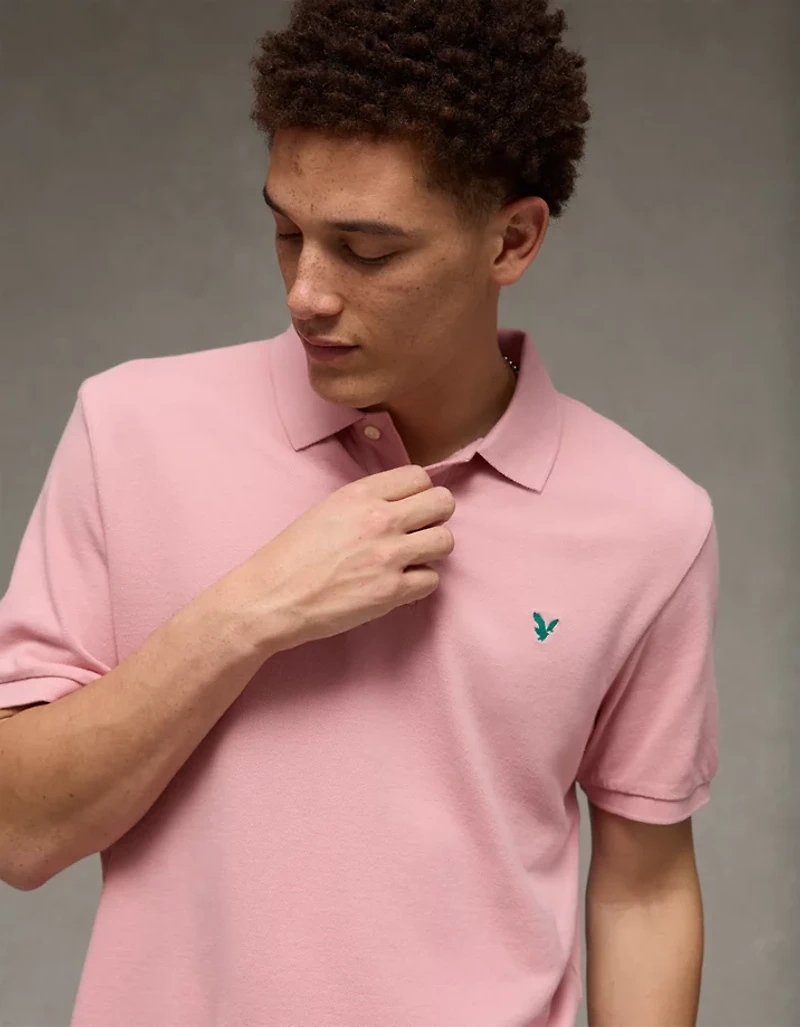 AE Pop Logo Standard Fit Pique Polo Shirt
