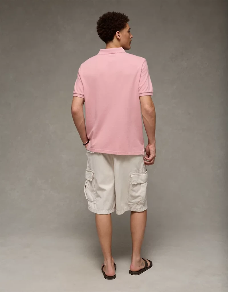 AE Pop Logo Standard Fit Pique Polo Shirt