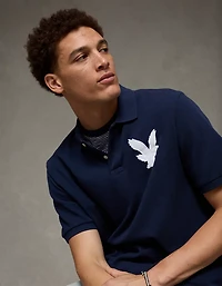 AE Standard Fit Exploded Logo Pique Polo Shirt