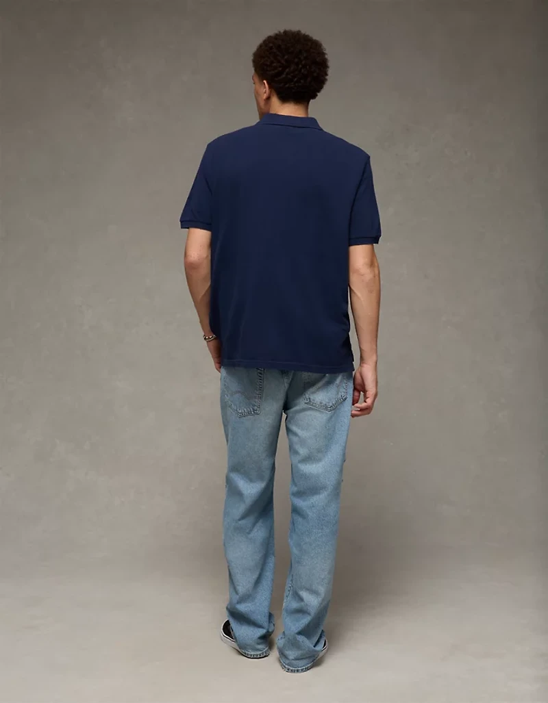 AE Standard Fit Exploded Logo Pique Polo Shirt