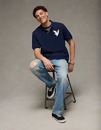 AE Standard Fit Exploded Logo Pique Polo Shirt