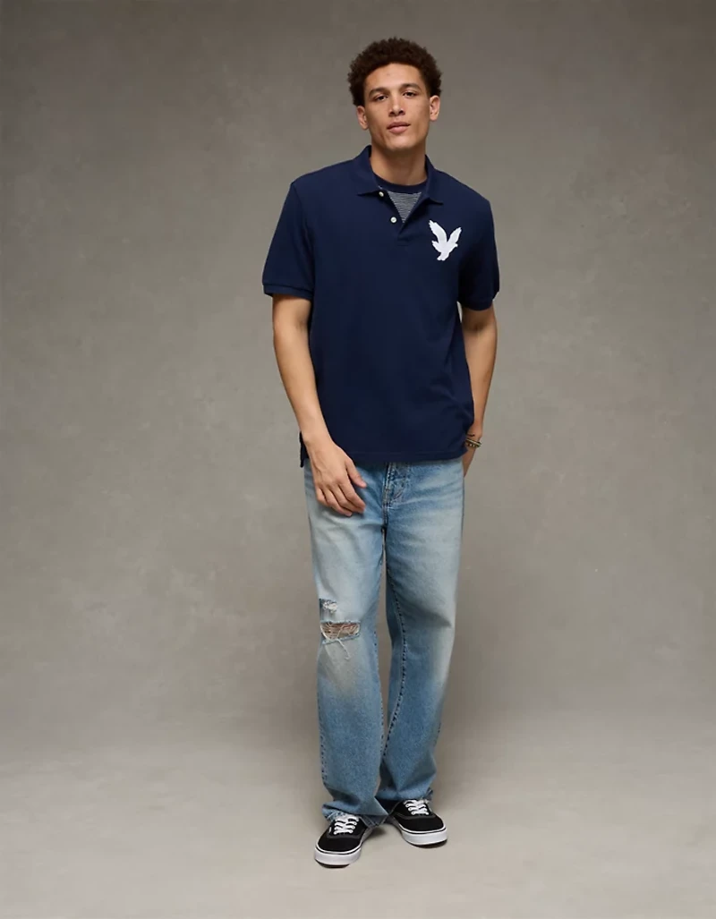 AE Standard Fit Exploded Logo Pique Polo Shirt