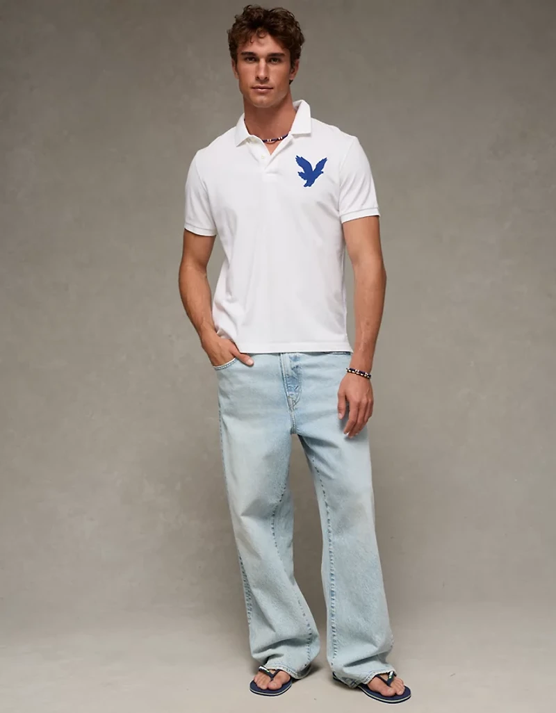 AE Exploded Logo Standard Fit Pique Polo Shirt