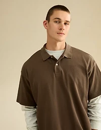AE Boxy Fit Pique Polo Shirt