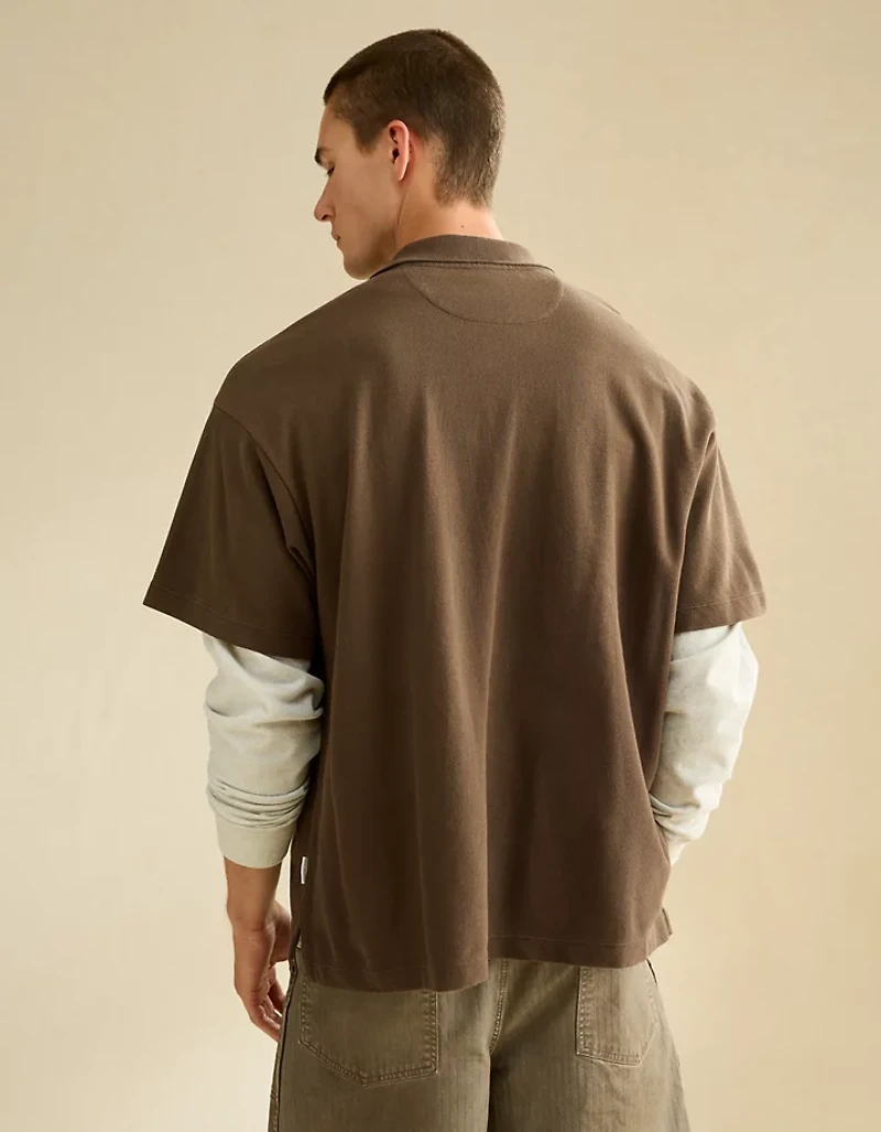 AE Boxy Fit Pique Polo Shirt