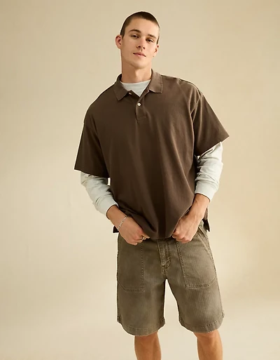 AE Boxy Fit Pique Polo Shirt