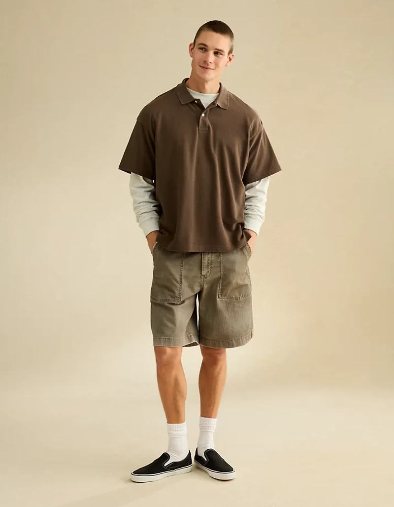 AE Boxy Fit Pique Polo Shirt