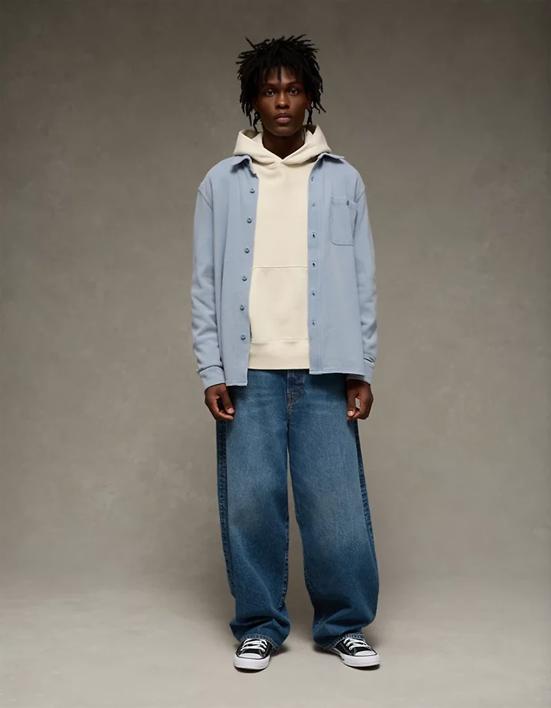 AE Relaxed Fit Pique Button-Up Shirt