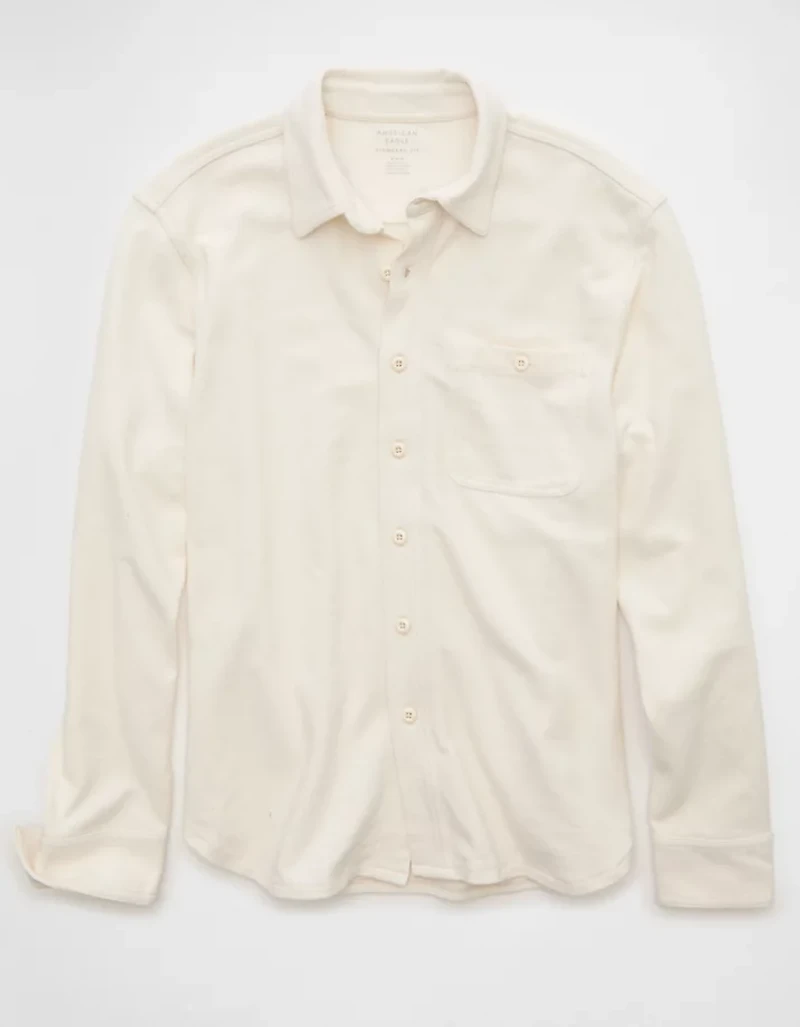 AE Relaxed Fit Pique Button-Up Shirt