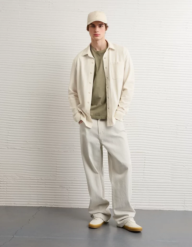 AE Relaxed Fit Pique Button-Up Shirt