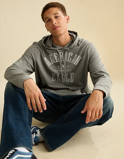 AE Standard Fit Lightweight Logo Graphic Hoodie T-Shirt