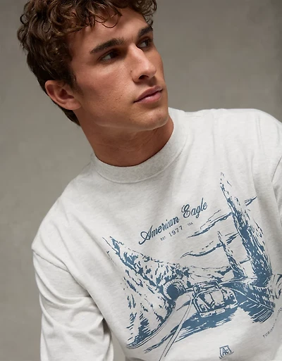 T-shirt droit à manches longues imprimé AE