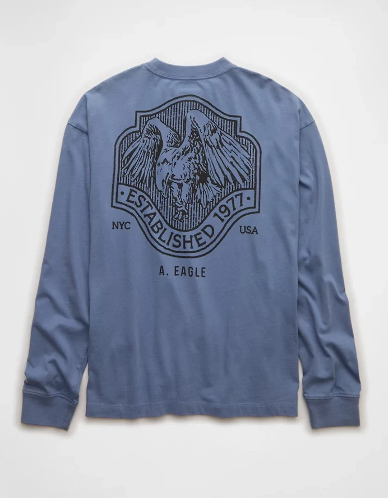 T-shirt droit à manches longues imprimé AE