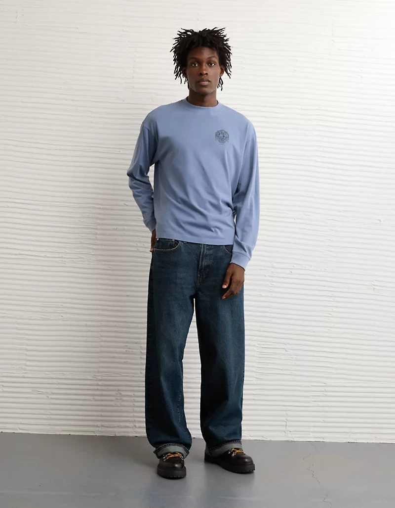 T-shirt droit à manches longues imprimé AE