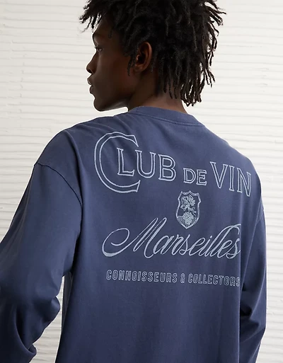 T-shirt droit à manches longues imprimé AE
