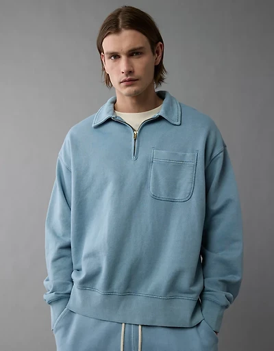 AE Quarter-Zip Polo Collar Sweatshirt