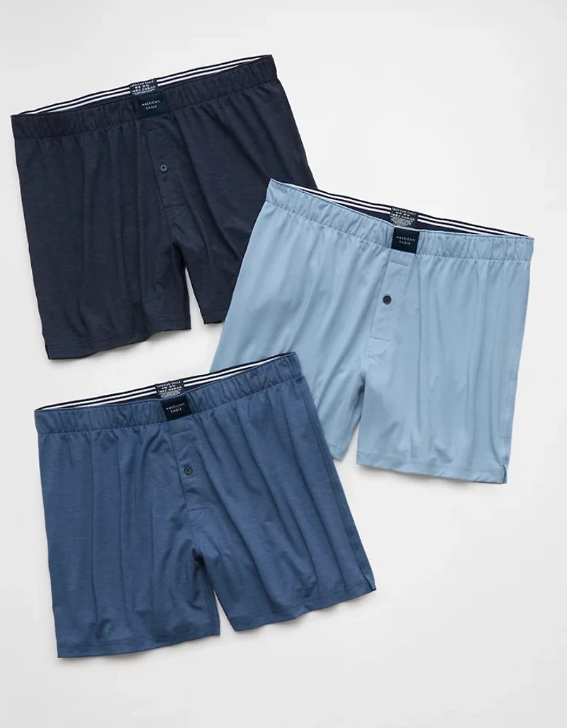 Lot de trois caleçons boxeurs en tricot ultradoux ajustés pour hommes AEO