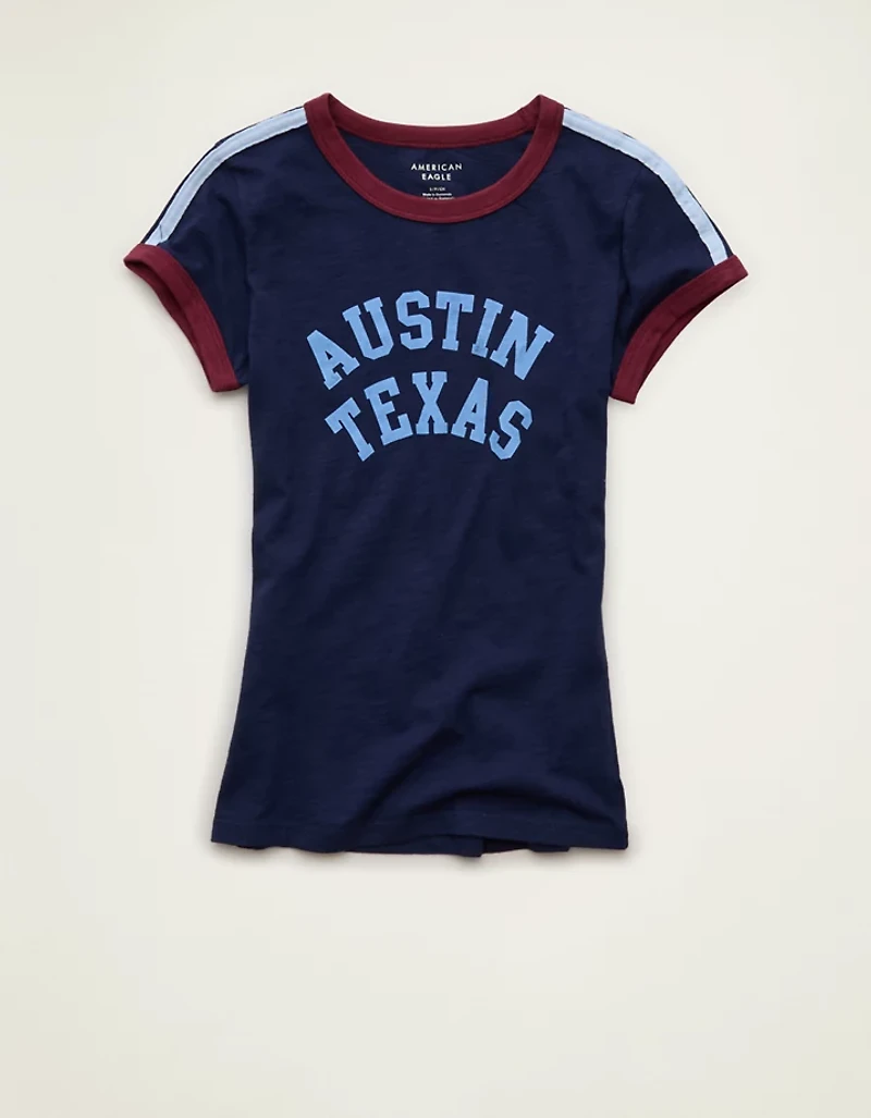 T-shirt ajusté à image bordures contrastées AE