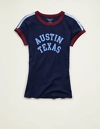 T-shirt ajusté à image bordures contrastées AE