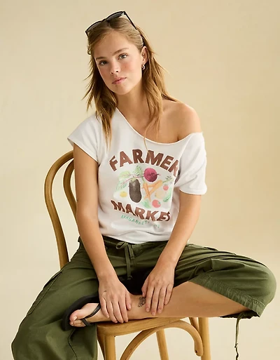 T-shirt à image et épaules dénudées AE