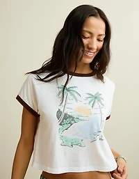 T-shirt à bordures contrastées et graphique AE