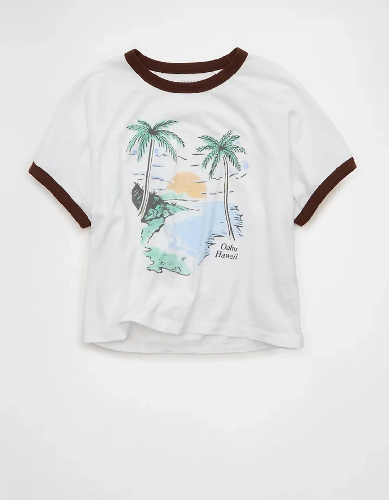 T-shirt à bordures contrastées et graphique AE