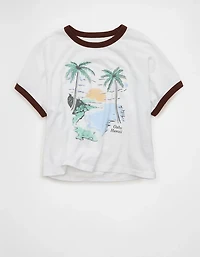 T-shirt à bordures contrastées et graphique AE