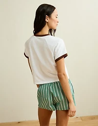 T-shirt à bordures contrastées et graphique AE