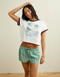 T-shirt à bordures contrastées et graphique AE