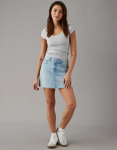 Minijupe en denim parfaite à taille haute croisée extensible AE