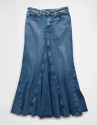 Jupe longue en denim à taille basse et construction pièces AE