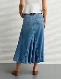 AE Low-Rise Pieced Denim Maxi Skirt