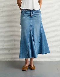 Jupe longue en denim à taille basse et construction pièces AE