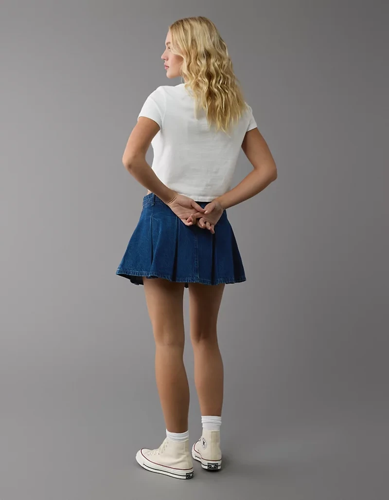 AE Pleated Denim Mini Skort