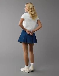 AE Pleated Denim Mini Skort