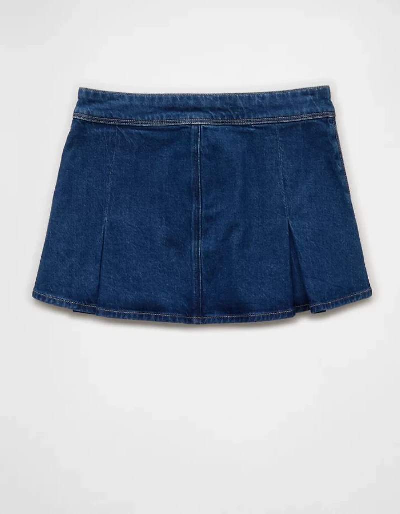 AE Stretch Low-Rise A-Line Pleated Mini Skirt