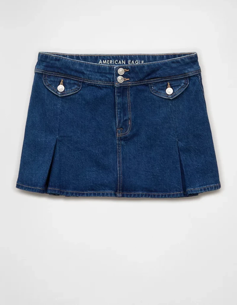 AE Stretch Low-Rise A-Line Pleated Mini Skirt