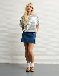 AE Stretch Low-Rise A-Line Pleated Mini Skirt