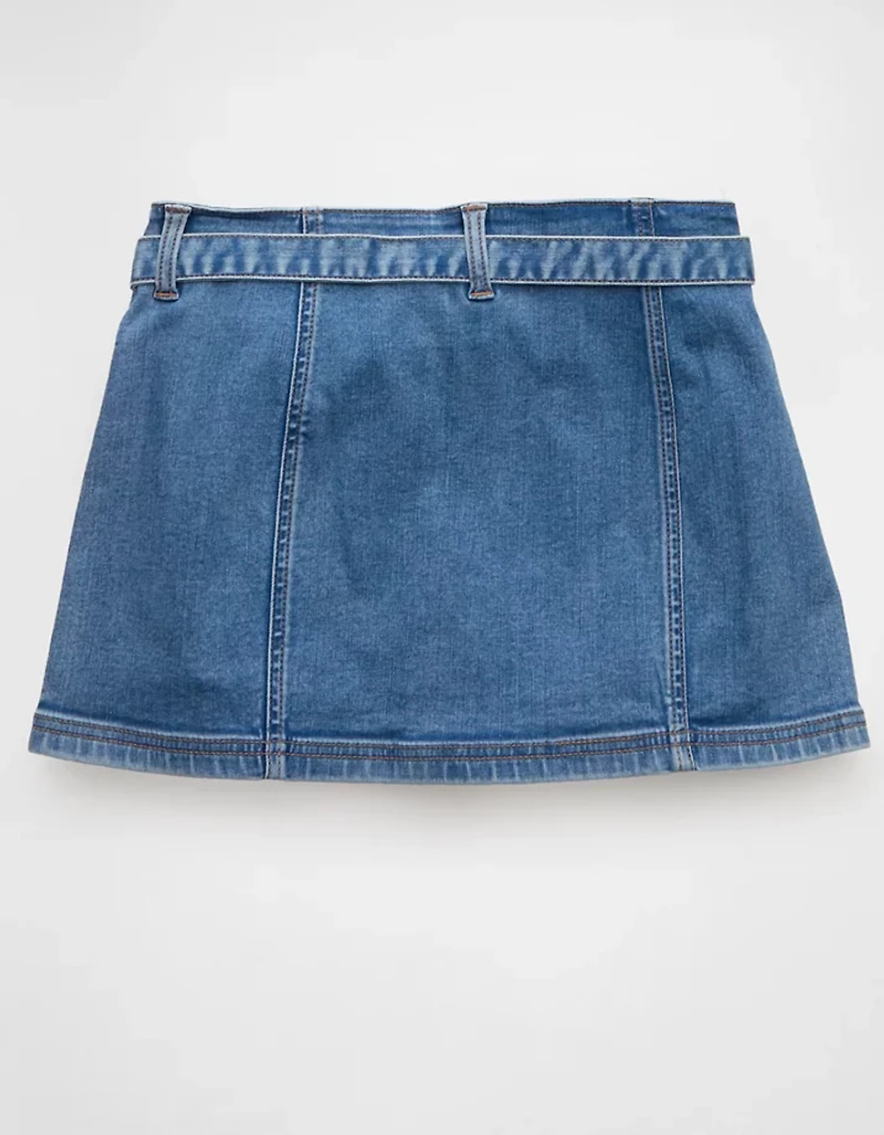 Micro jupe-short en denim à taille basse et ceinture Next Level AE