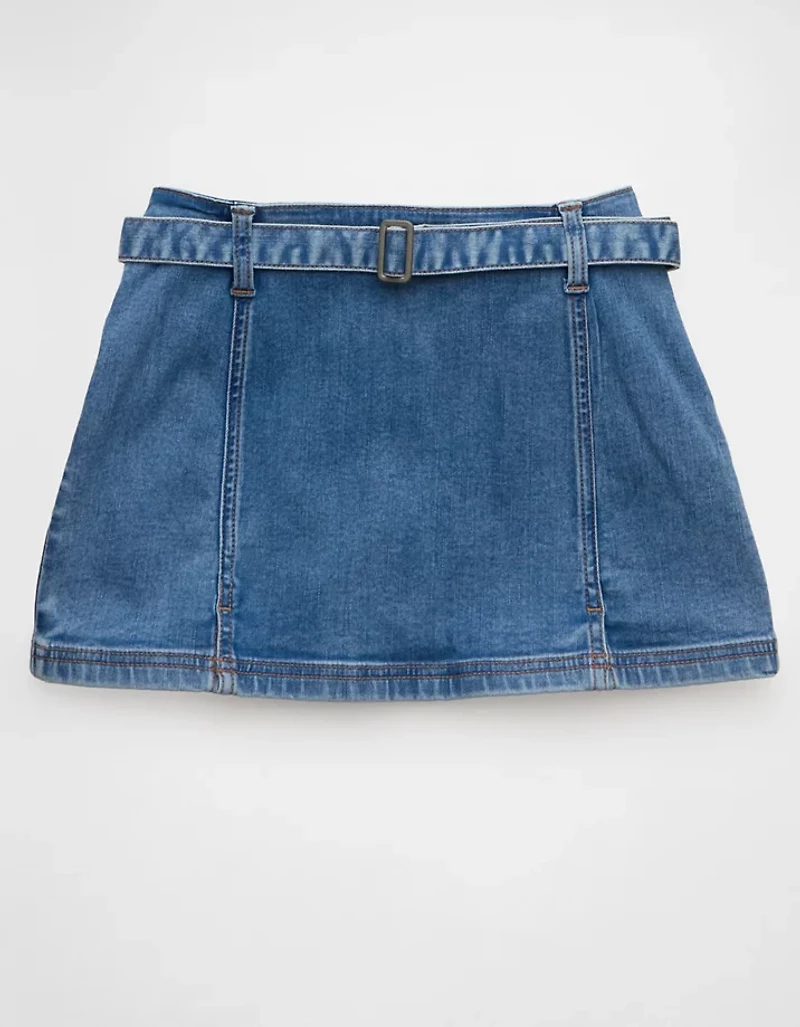 Micro jupe-short en denim à taille basse et ceinture Next Level AE