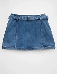 Micro jupe-short en denim à taille basse et ceinture Next Level AE